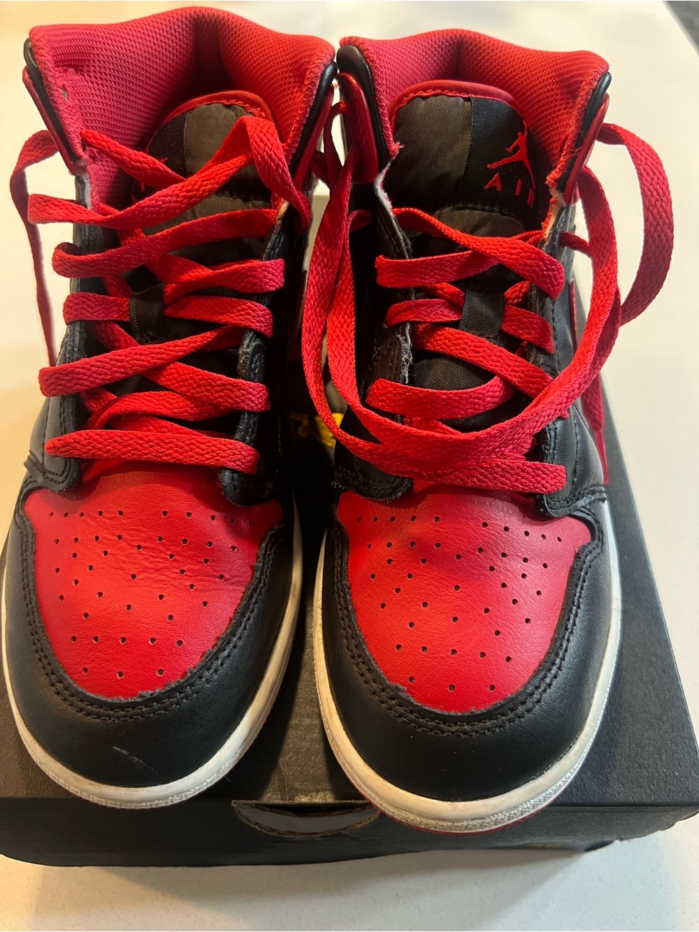 Air Jordan 1 Mid Alternate Bred GS 4.5Y Black Red w/ Box